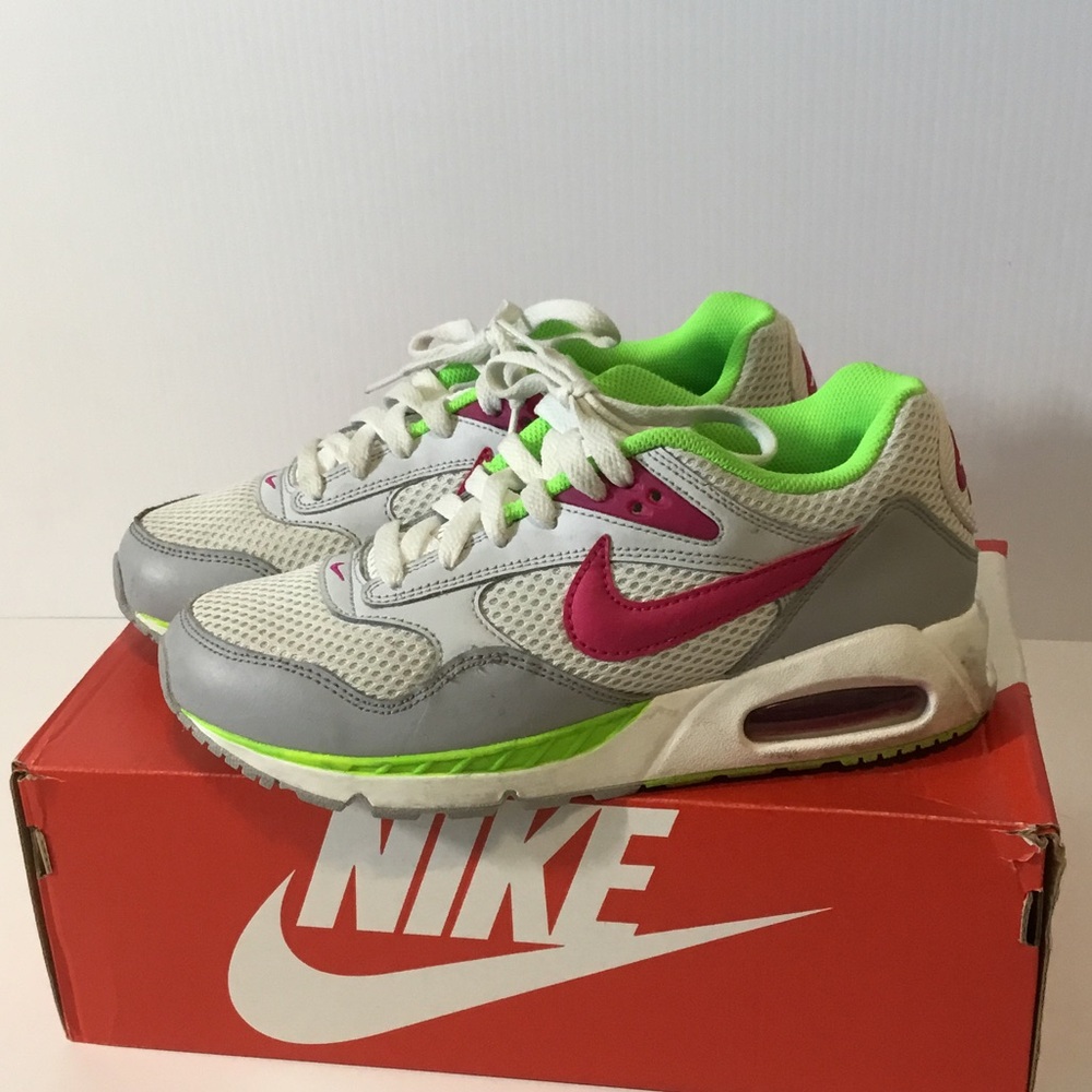 Nike Kids Sneakers in White, Pink & Neon Green